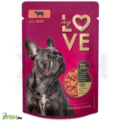 my love teljes értékű szaftos alutasakos eledel felnőtt kutyáknak marha 100g 24 db/csomag