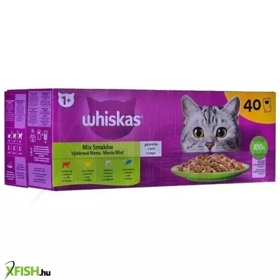 whiskas alutas 40-pack halas-húsos válogatás 40*85g multipack, 1 db/csomag