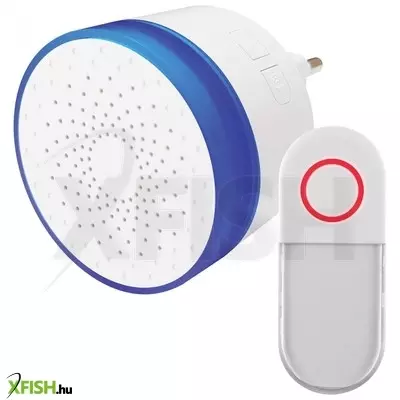 Home db 1000ac vezeték nélküli csengő, 100m hatótáv, 38 dallam, 4 fokozatú hangerő, kék LED gyűrű, néma mód, 230v-os tápellátás