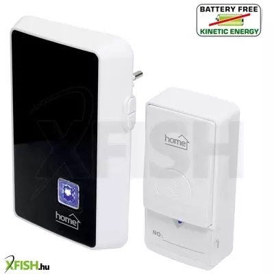 home dbk1010ac vezeték nélküli csengő, elem nélküli, 100m hatótáv, 20 dallam, 3-fokozatú hangerő, kék led, kinetikus nyomógomb, 230v-os tápellátás