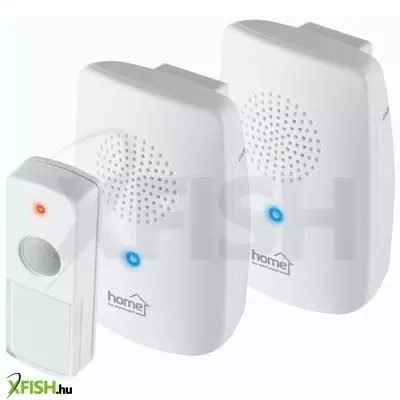 Home dbs 1001dc vezeték nélküli csengőszett, 2 beltéri egység és 1 nyomógomb, 100m hatótáv, többszólamú hang, 8 dallam, elemes tápellátás