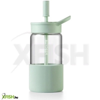 Buydeem dg425-cg üveg palack szívószállal, 500 ml, boroszilikát üveg, zöld