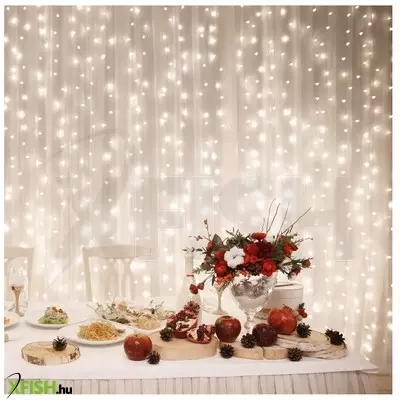 Dekorációs termékek home dlf 400/ww led-es fényfüggöny, 2x2 M / 400 db melegfehér led, állófényű, fehér vezeték, sorolható, kül- és beltéri kivitel
