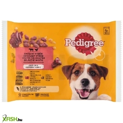 Pedigree 4-pack Adult Nedves Kutyaeledel Marhával Baromfival 52x100g