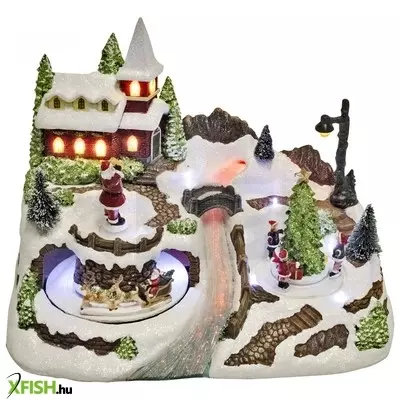 Dekorációs termékek home drm 10 világító karácsonyi falu, szán, mikulás, színes led, zenélő, világító, beltéri