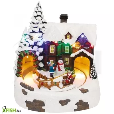 Home drm 15 dioráma, havas ház, színes led, rénszarvasszán, beltéri