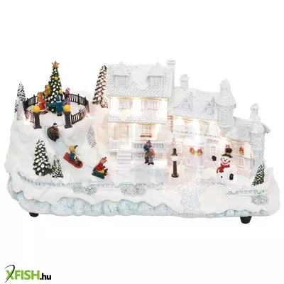 Home drm 16 dioráma, fehér ház, led, fenyőfa, beltéri