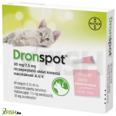 Dronspot 30 mg/7,5 mg Féreghajtó Rácsepegtető Oldat Kistestű Macskáknak 2db/csomag
