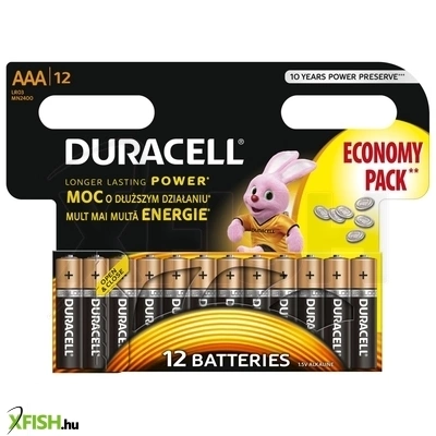 Duracell lr03 10pp100006 aaa alkáli elem, 1,5 V feszültség, 12db/bliszter