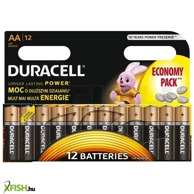 duracell lr6 10pp100002 aa alkáli elem, 1,5 v feszültség, 12db/bliszter