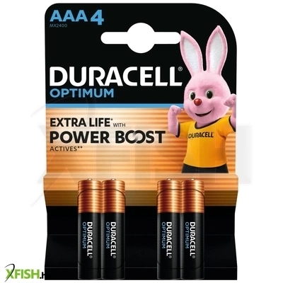 Duracell optimum lr03 10pp110050 aaa alkáli elem, 1,5 V feszültség, kiemelkedő teljesítmény, 4db/bliszter