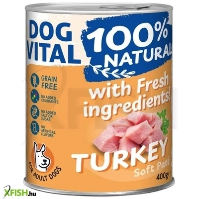 Dog Vital Konzerv 100% Natural Soft Paté Turkey Pulyka 400g 1db/csomag