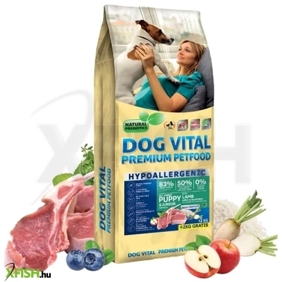 Dog Vital Hipoallergén Puppy Junior Száraz Eledel Kölyök Kutyák Részére Bárány Alma Bogyós Gyümölcs 12+2Kg