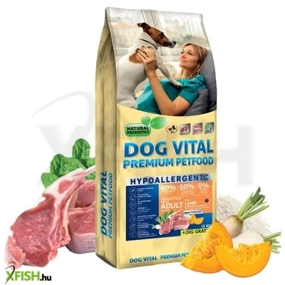 Dog Vital hipoallergén Adult Medium Maxi Szárazeledel Kutyák Részére Bárány Spenót Sütőtök 12+2Kg