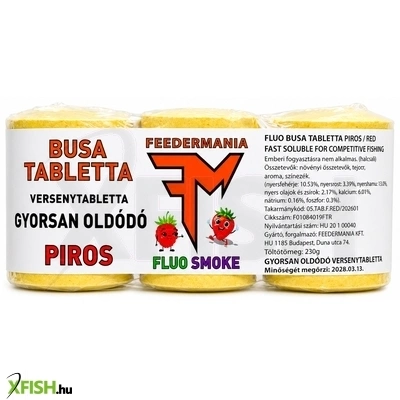 Feedermánia Fluo Smoke Busa Versenytabletta Gyorsan Oldódó Piros 230g
