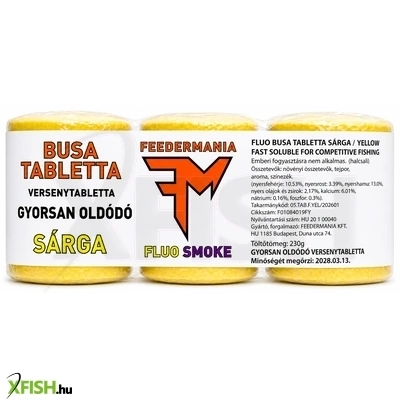 Feedermánia Fluo Smoke Busa Versenytabletta Gyorsan Oldódó Sárga 230g
