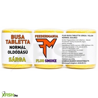 Feedermánia Fluo Smoke Busa Tabletta Normál Oldódású Sárga 230g