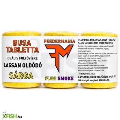 Feedermánia Fluo Smoke Busa Tabletta Lassan Oldódó Sárga 230g