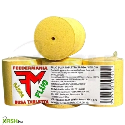 Feedermánia Fluo Busa Tabletta Sárga 230g 3db/csomag