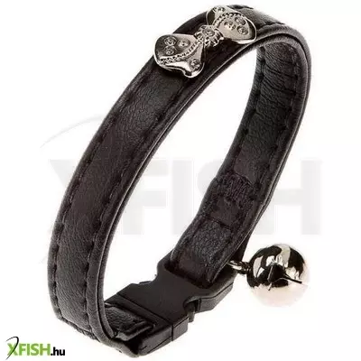 Ferplast díszítőelemes műbőr kutya-macska nyakörv - fekete, XS-S