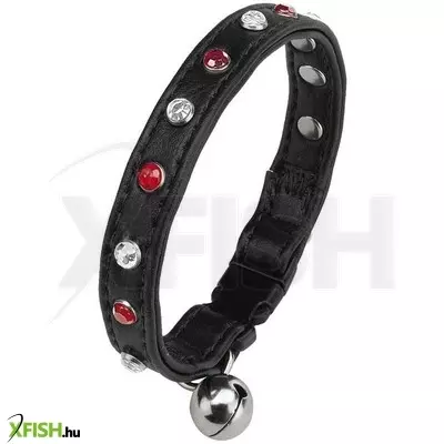 Ferplast strasszköves műbőr kutya-macska nyakörv - fekete, M