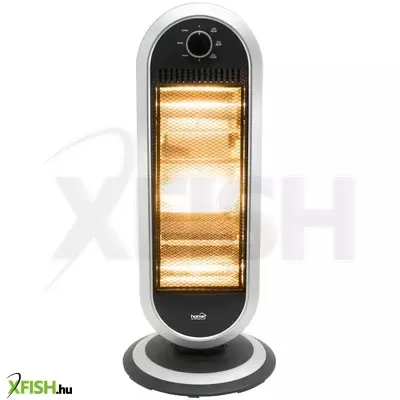 Home fk 23 álló elektromos halogén hősugárzó fűtőtest, 400w/800w/1200w, oszcillálás, ip20 védelem, fekete/ezüst