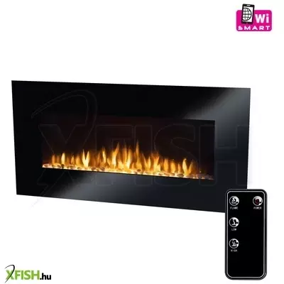 Home fkk 3000 wifi fali smart elektromos kandalló, 1000w/2000w, heti program, távirányító, edzett üveg előlap, fekete