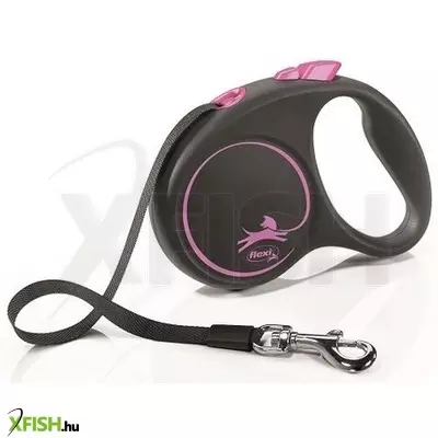 Flexi Black Design szalagos automata póráz S 5m 15kg-ig pink