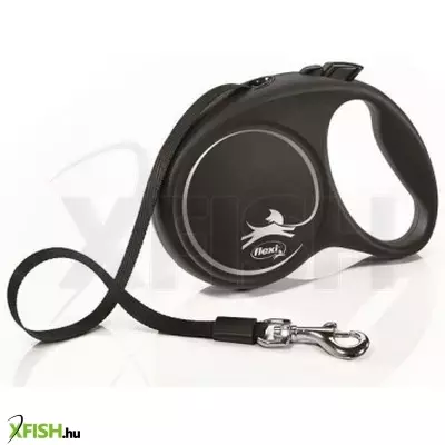 Flexi Black Design szalagos automata póráz M 5m 25kg-ig ezüst