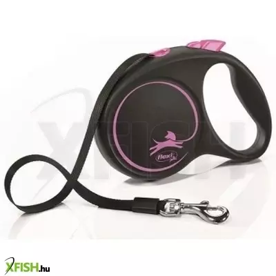 Flexi Black Design szalagos automata póráz M 5m 25kg-ig pink