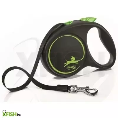 Flexi Black Design szalagos automata póráz M 5m 25kg-ig zöld