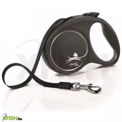 Flexi Black Design szalagos automata póráz L 5m 50kg-ig ezüst