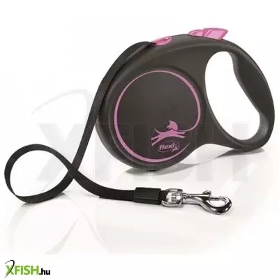 Flexi Black Design szalagos automata póráz L 5m 50kg-ig pink