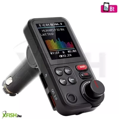 Sal fmbt hifi autós kihangosító és töltő, dupla USB töltő, qc3.0, feszültségmérő, microsd, aux, d/a és földhurok zajszűrő