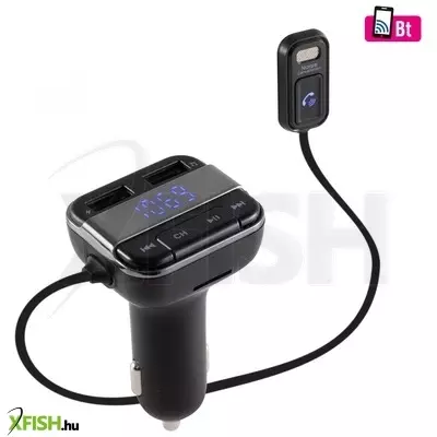 Sal fmbt mic autós kihangosító és töltő, beépített vezetékes mikrofon, feszültségmérő, siri, google assistant, dupla USB gyorstöltő