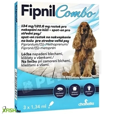 Fipnil Combo 134 mg /120,60 mg Rácsepegtető Oldat Közepes Testű Kutyáknak 3db/csomag