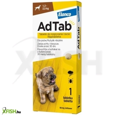 Adtab 56mg rágótabletta kutyák részére (1,3-2,5 kg)