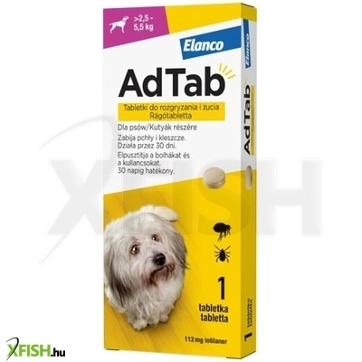 Adtab Rágótabletta Kis Testű Kutyáknak 2.5-5.5Kg 112mg