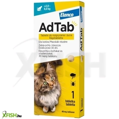 Adtab 48mg Rágótabletta Macskák Részére 2-8Kg