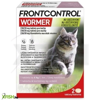 Frontcontrol Wormer 230/20mg Féreghajtó Filmtabletta Macskák Részére 2db/csomag