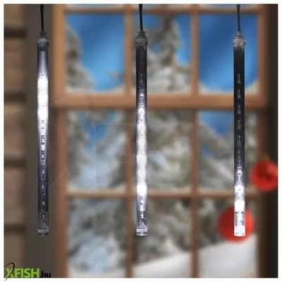 Dekorációs termékek home g 10201 led-es jégcsap fényfüzér, 3,33x0,21 M / 200 db hidegfehér led, 10 db jégcsap, átlátszó vezeték, fényjáték, hálózati adapter, kül- és beltéri kivitel