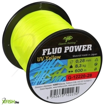 Giants Fishing Fluo Power UV Sárga Pontyozó Zsinór 600 M 0,30 Mm 9,6 Kg