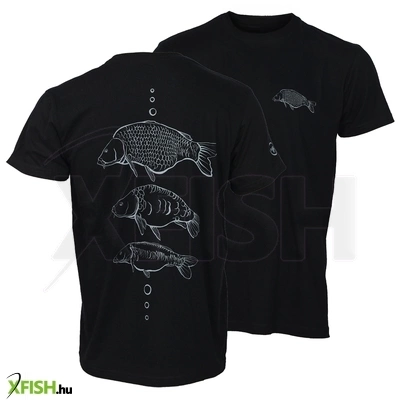 Giants Fishing Három Ponty Mintás Horgász Póló Fekete Xl