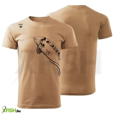 Giants Fishing Úszó Ponty Mintás Horgász Póló Bézs Xl