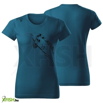 Giants Fishing Petrol Úszó Ponty Mintás Női Horgász Póló Xl