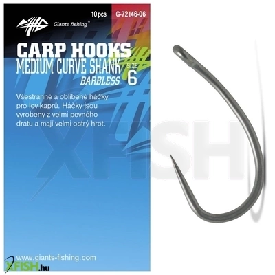 Giants Fishing Medium Curve Shank Szakáll Nélküli Bojlis Horog 4-es 10db/csomag