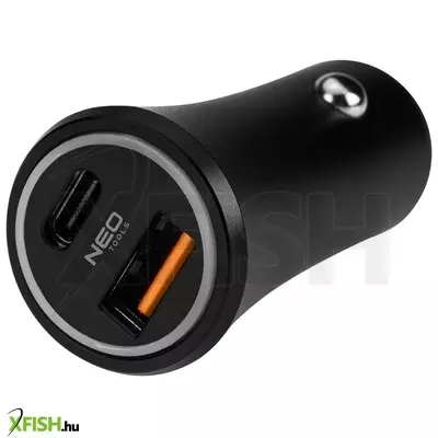 Neotools autós USB adapter,12-24v, usb-a, usb-c csatlakozókkal