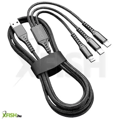 Neotools USB töltőkábel, 3az 1ben, 1.2m, usb-a bemenet, usb-c, lightning, micro USB kimenetek