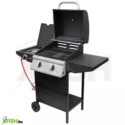 Home grg02 gázgrill, 2 főégővel, 1 oldalégővel, 3,2 kw égőnkénti teljesítmény, 440x400 mm sütőfelület, nyomásszabályozó készlettel