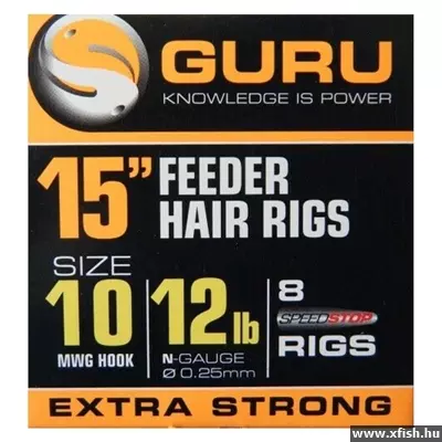 Guru Speedstop Feeder Rigs 15/38cm - 10 MWG - 12Lb/0,25mm - Előkötött Szakállmentes Horog 8db/cs